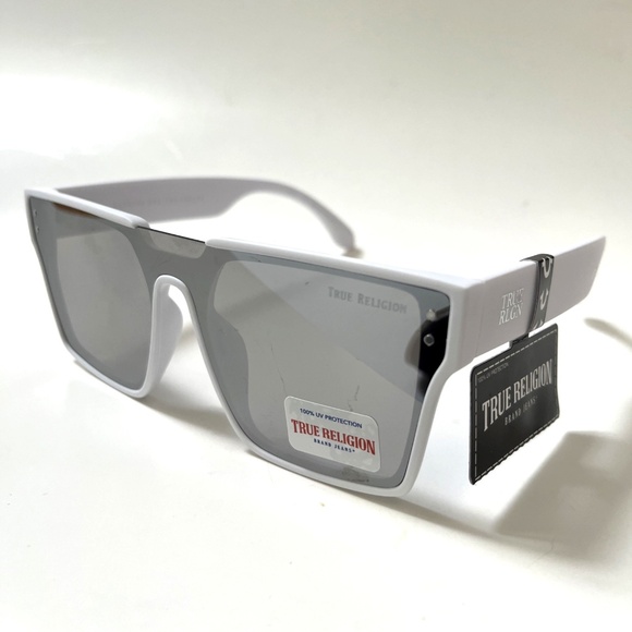 New Original TRUE RELIGION Oversized Square Shield Sunglasses Acetate White - Picture 1 of 6
